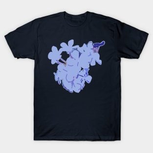 Abstract Blue Flowers T-Shirt